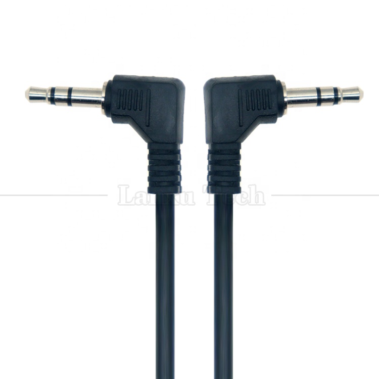 90 Degree Right Angle Male to Male 3 Poles TRS 3.5mm Audio Jack Extension Cable