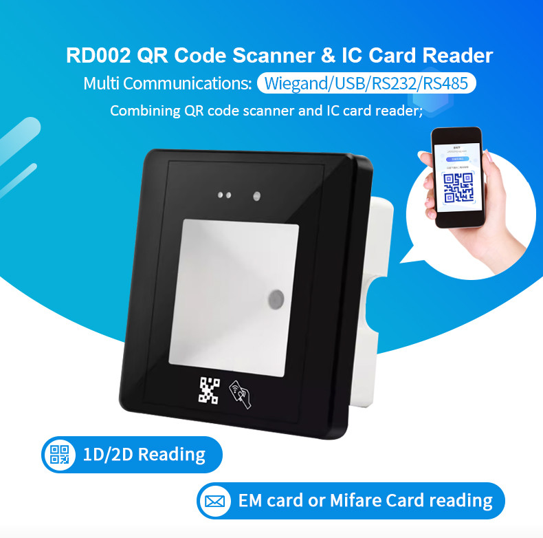 RD002 Elevator Office building Wiegand QR Scanner Smart IC Card RFID QR Access Control Card Reader