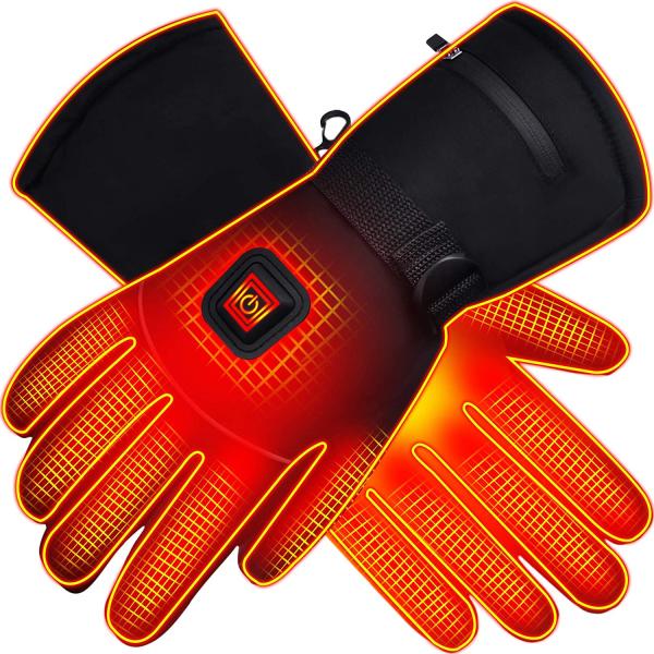 Winter Water Resistant PU Leather Electric Heated Gloves For Outdoor Work And