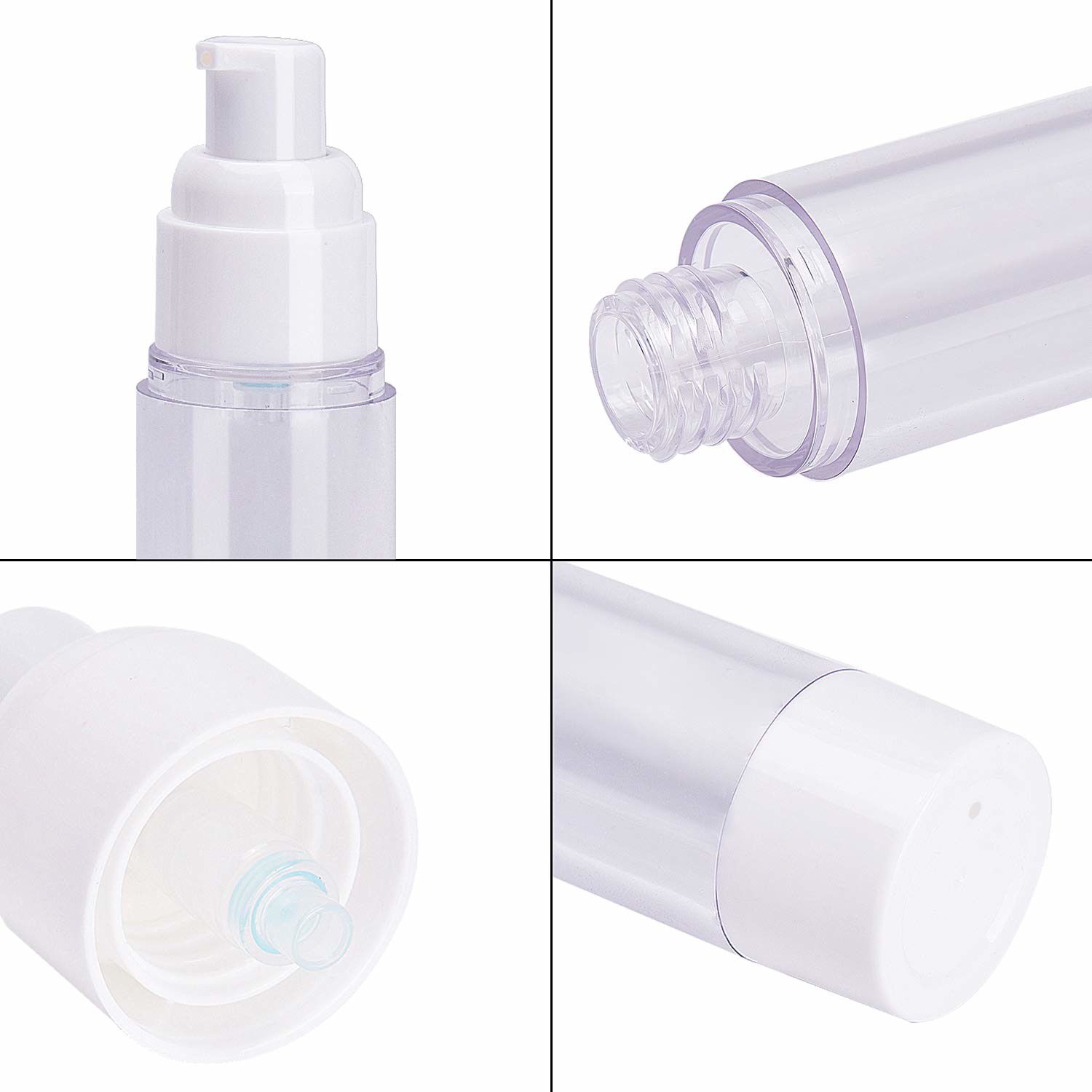 Non Spill Round Airless Cosmetic Bottles Comfortable Hand Feeling
