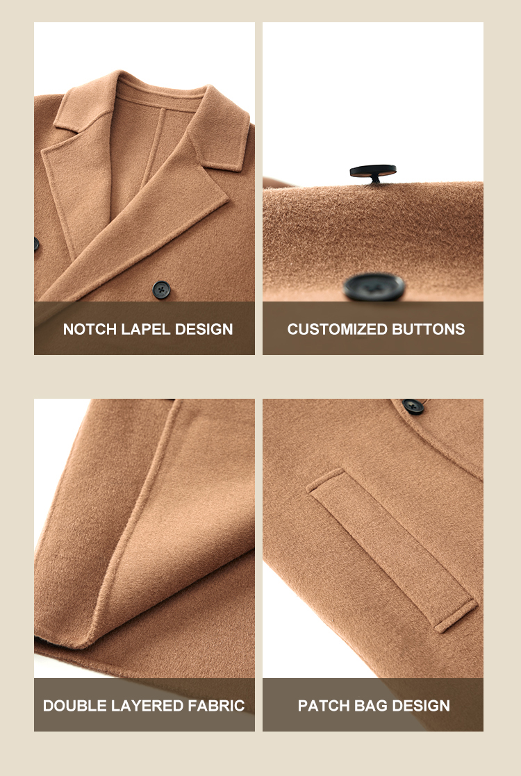 Short and Medium Cashmere Coat with Double-Sided Woolen Suit Collar Handsome Men's