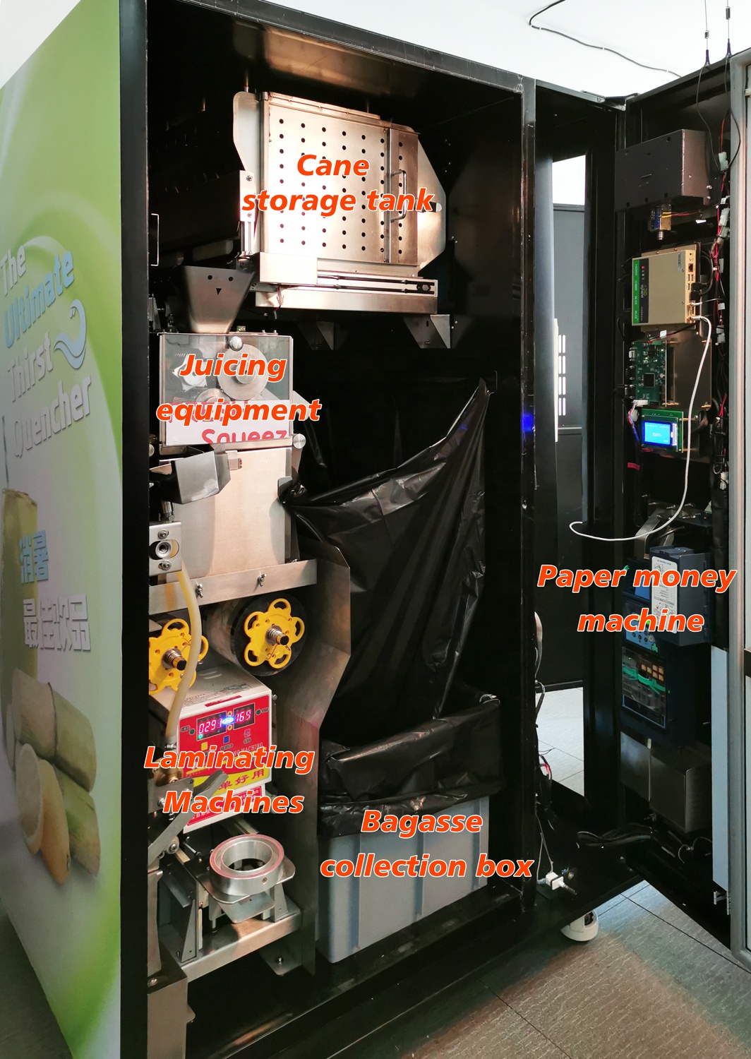 Fresh Juice Sugarcane Vending Machine 220V Automatic For Supermarket