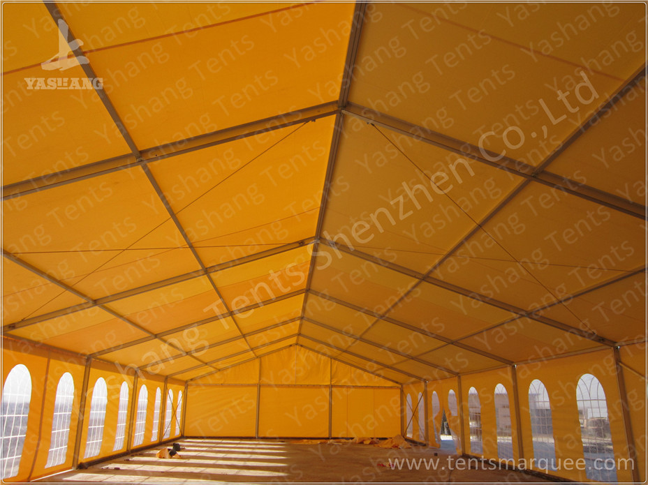 500 Seater Outdoor Party Tents Mud-Yellow Tarpaulin Aluminium Frame Marquee 15x45 M