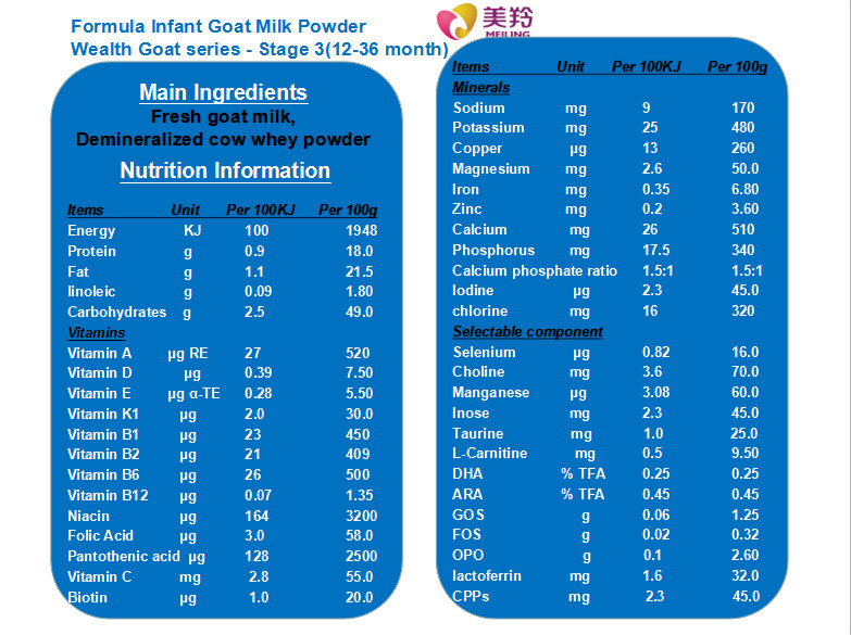 6 Months Age 800g/Tin Baby Formula Goat Milk Powder