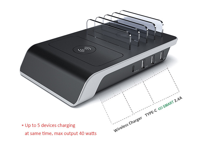 Multi Device 45W USB C Ports QI Wireless Charging Station