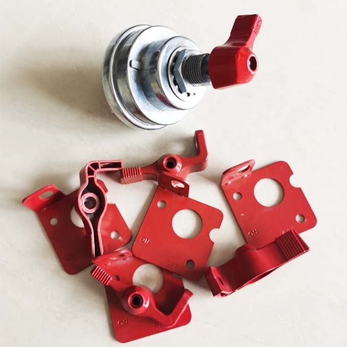 OEM Standard Size Steel Lockout Lever Kit for Sprint Car Battery Master Disconnect Switch Red and Yellow Steel Material