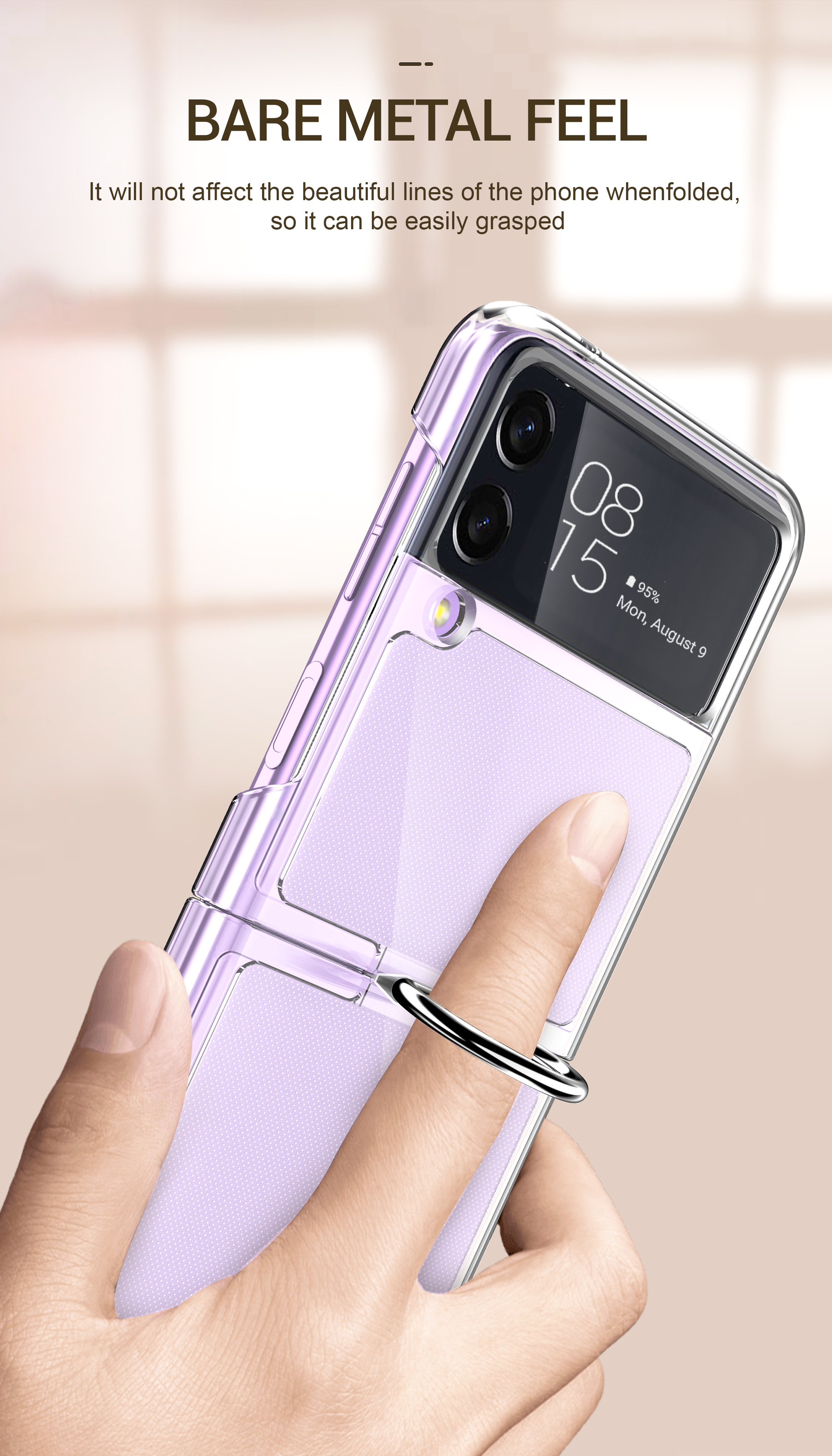 Applicable Model Galaxy Z Flip3 5G Smartphone Cover With Metal Ring Holder