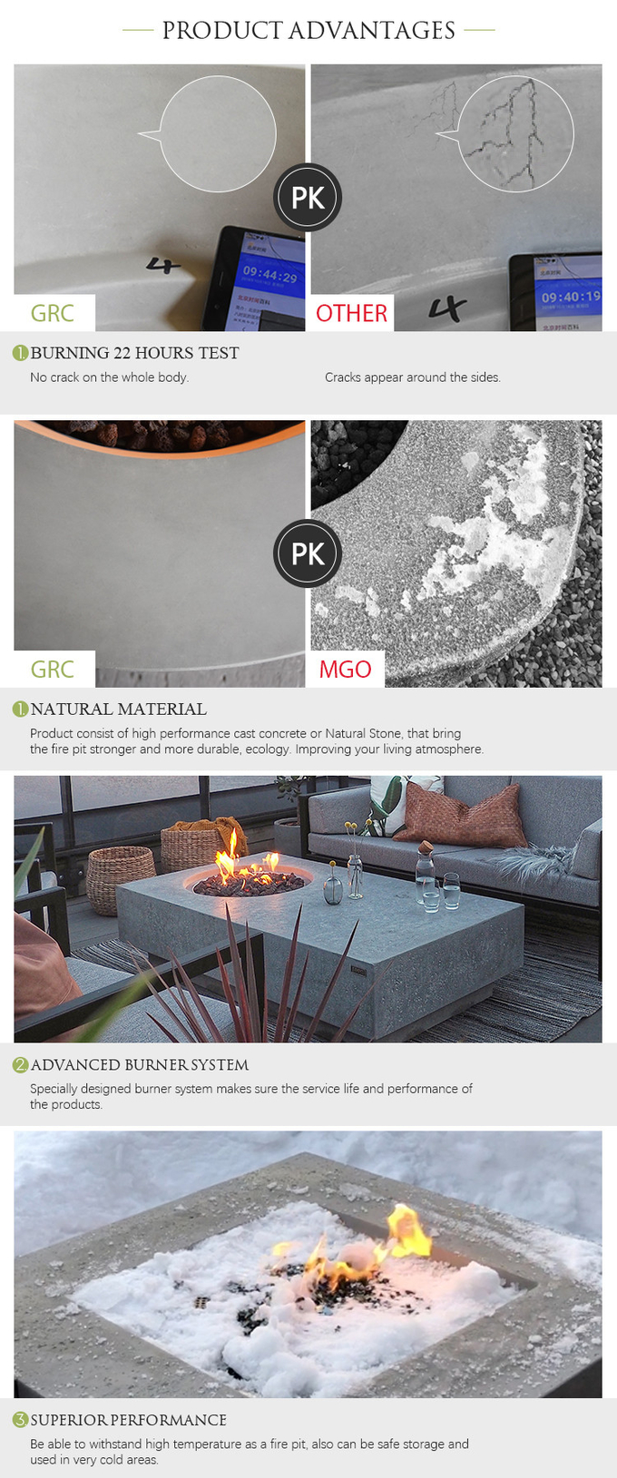 Patio 3mm Propane Gas Fire Pit Weathering Steel Fire Pit wear resistance