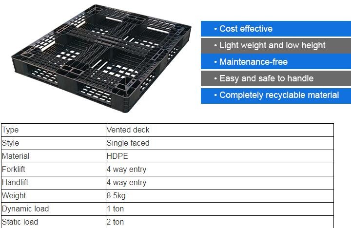 100% Virgin HDPE wear-resistant anti-slip stackable plastic pallet, China Manufacturer accept custom standard stacking p