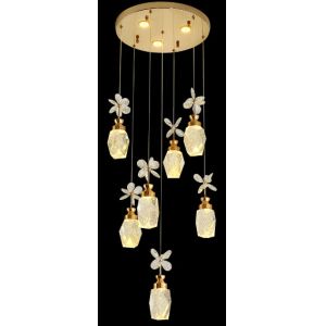 China Snow Mountain Flower Shape Stair Lights For Loft Ceiling Staircase Branch Chandelier Lighting LED Pendant Lights Chandeliers on sale