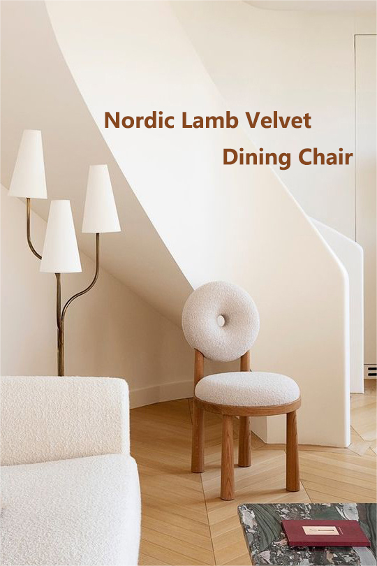 Oak Wooden Cashmere Dining Chairs Lamb Velvet For Modern Office
