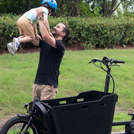 Compact Cargo E Bike with Foldable Front Frame for Easy Storage