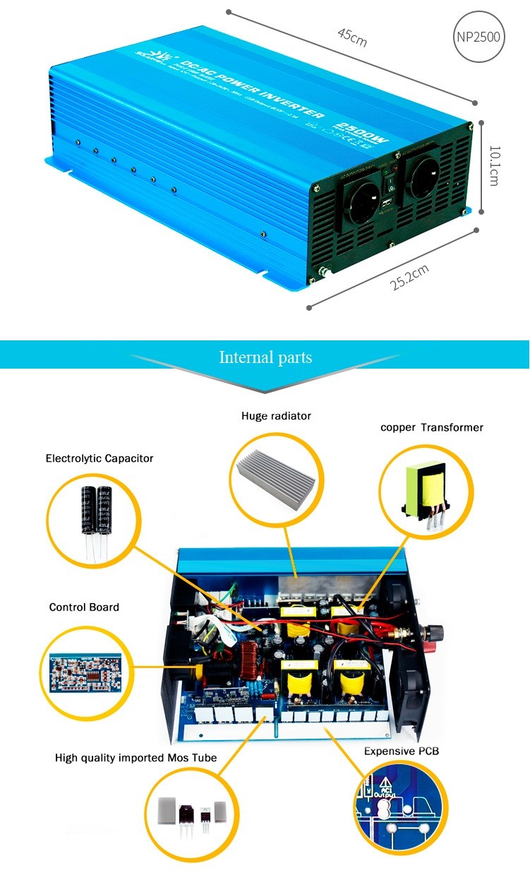 Practical True Sine Wave Power Inverter , Aluminum Single Phase Sine Wave Inverter