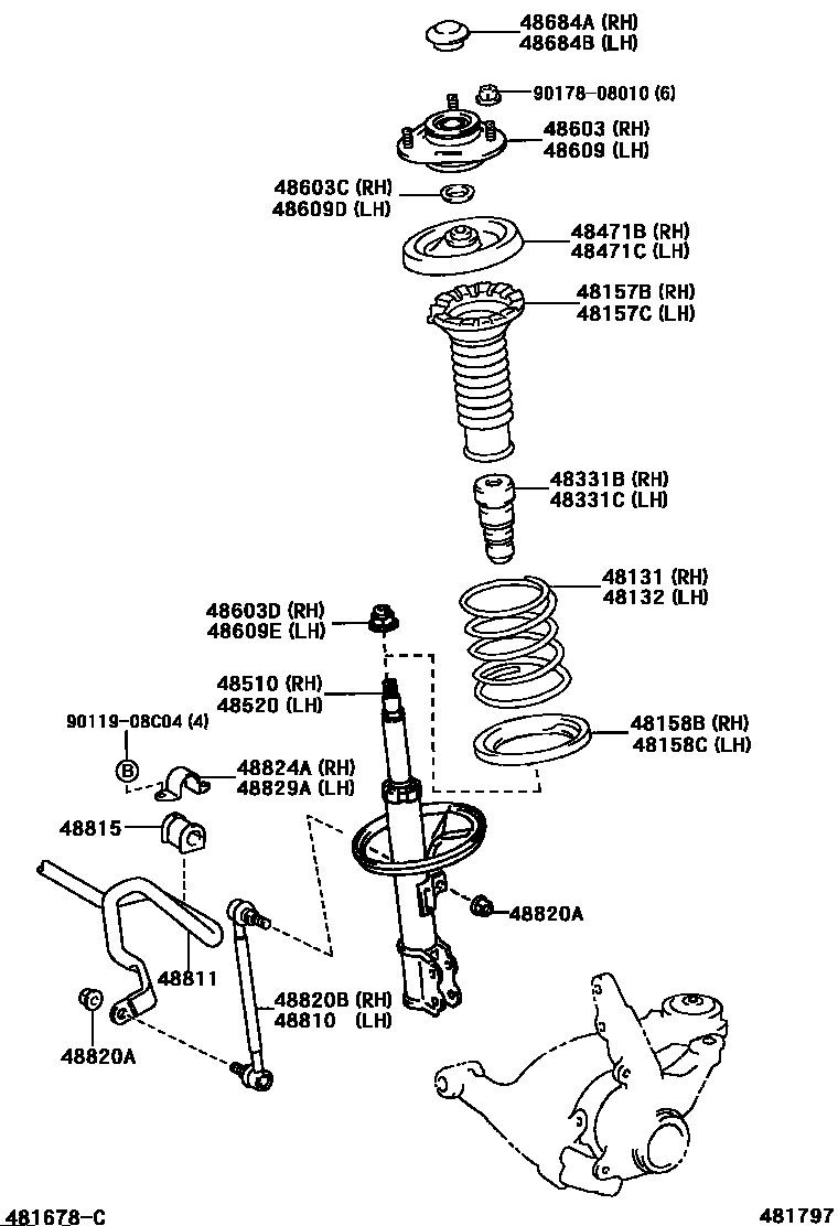 48609-02150 4860902240 4860942030 Suspension Strut Mounting For Toyota Corolla ZZE122