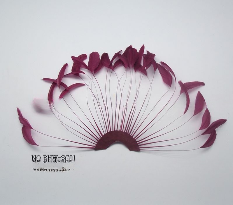 15x30cm Stripped Coque Feather Blower , Hand Held Feather Fans For Wedding