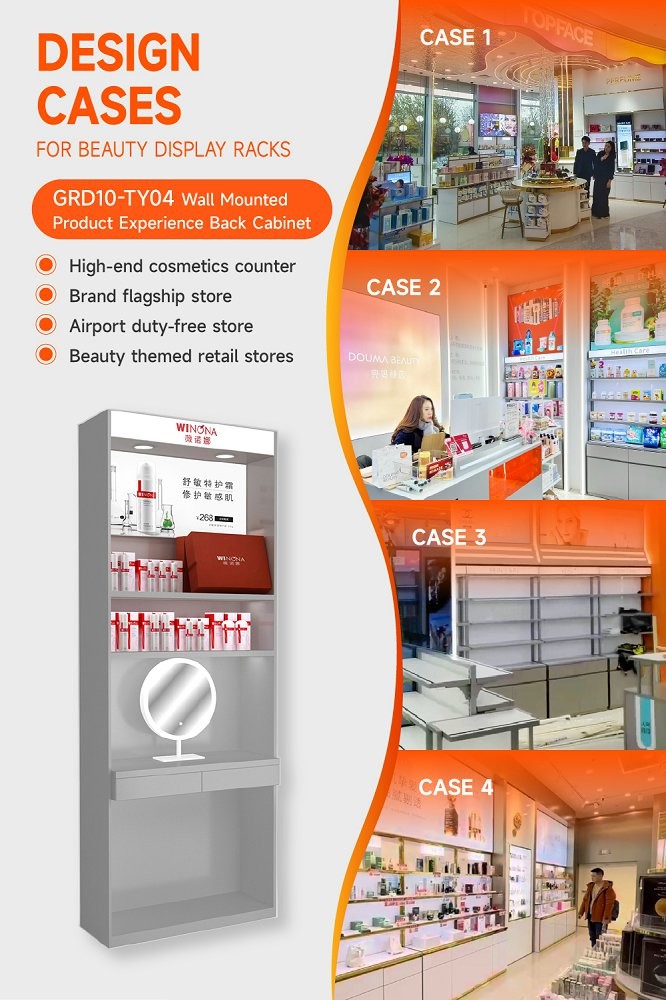 GDR10-TY04 Retail Store Display with 60mm Soft Film Light Box and 5mm White Glass for Branded Specialty Stores
