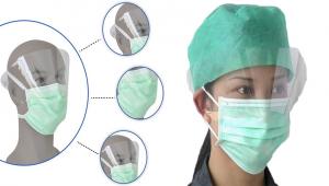 China Non-woven Disposable  Face Mask with plasitic eye shield,added protection for eyeswith clear plastic on sale