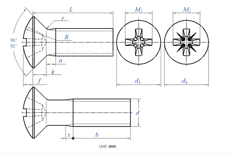 M1.6 M2 M2.5 Cross Recessed DIN966 Raised Countersunk Head Screws With Cross Recess