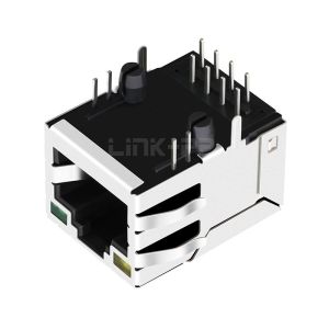 LPJ16617ADNL 10/100 Base-T Tab Up Single Port RJ45 Panel Mount Connector With