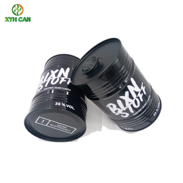 Alcohol Tin Can 750ml-700ml Barrel Shape Vodka Whisky Packaging with Plug