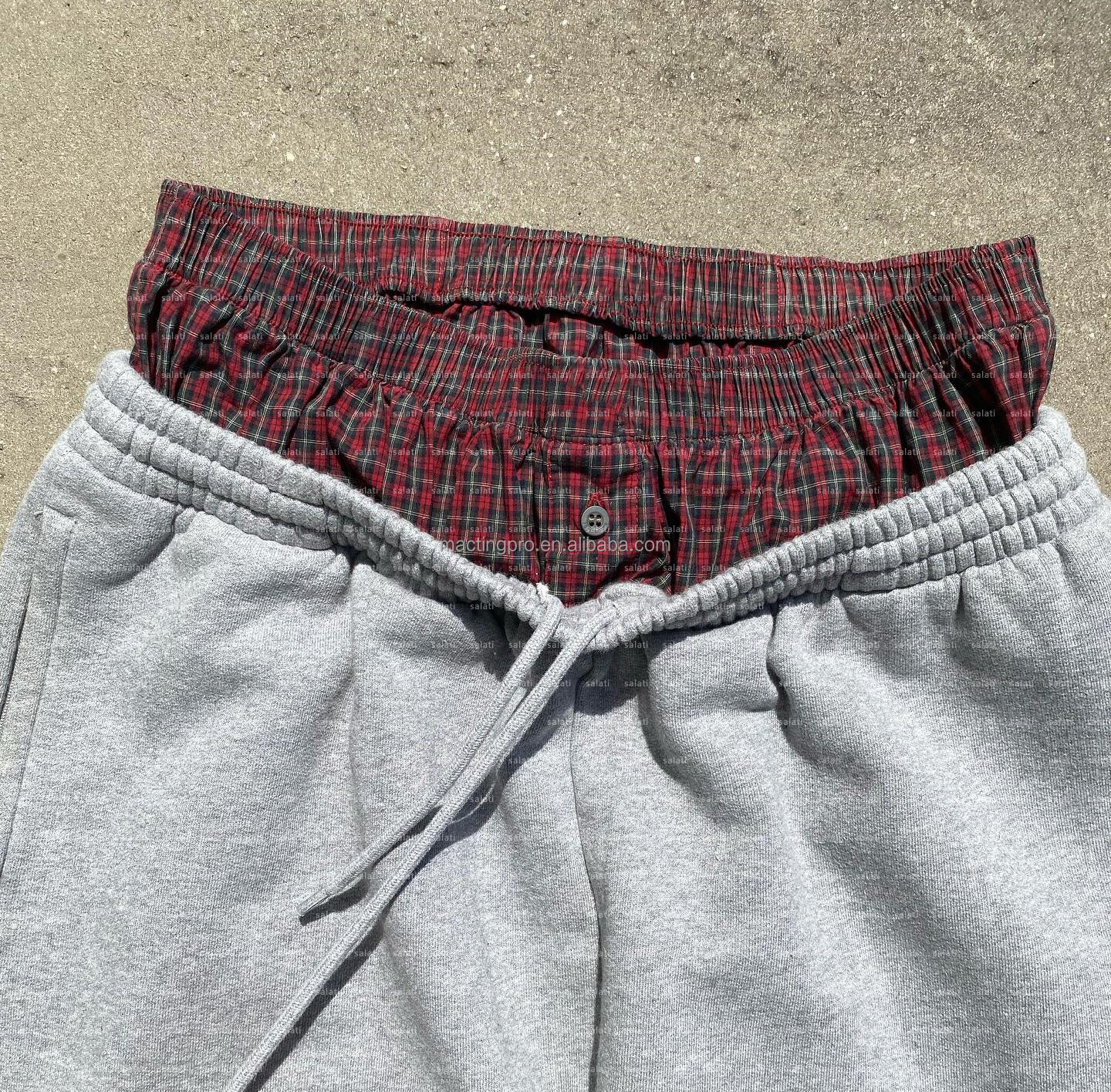 Custom Wide Leg Sweat Pants Cotton French Terry Double Waist Straight Trackpants for Men