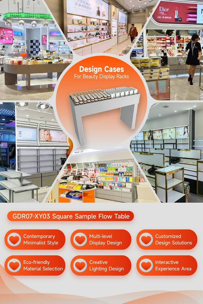GDR07-XY03 Skincare Display Table with Adjustable Feet and Adjustable Height for Trade Show Booth