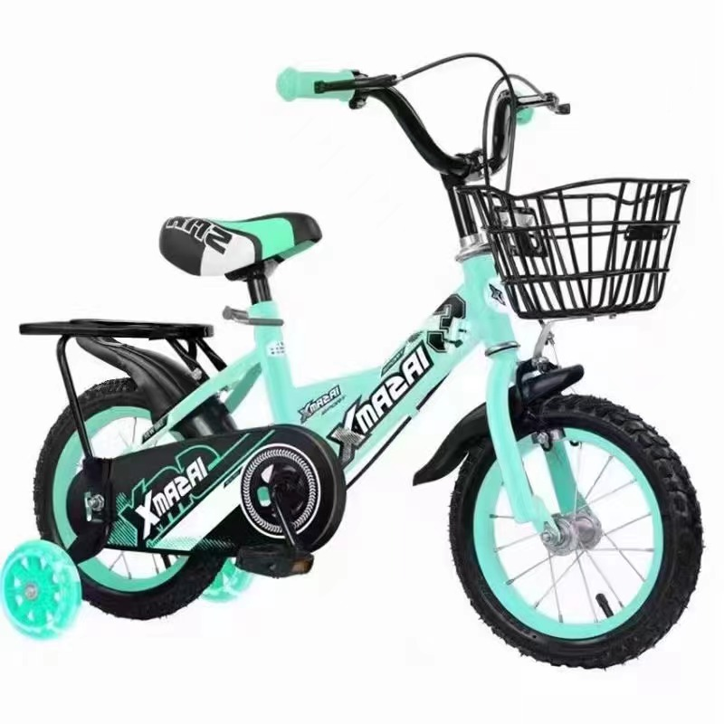 Ride On Toy Car Black Two-Wheeled Bike with Rear Mount and Two-Nail Handle Stand Perfect