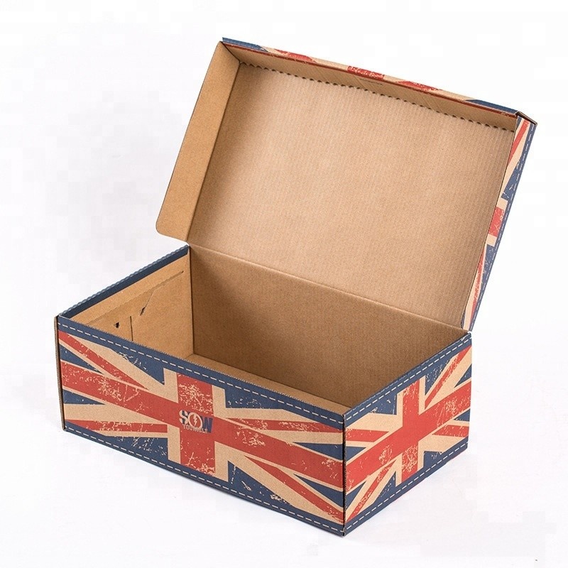 Custom Printing Folding Corrugated Shoe Boxes Rectangular Shape With Long Service Life