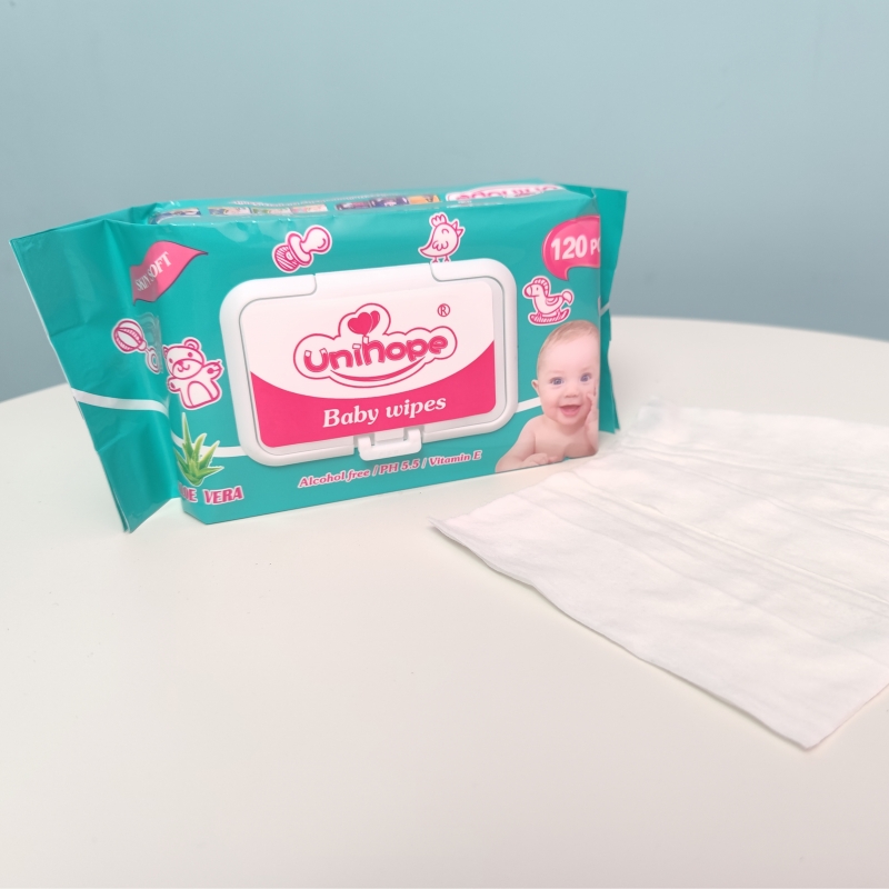 120pcs/bag OEM Spunlace Nonwoven Baby Wet Wipes for Sensitive Skin by Household Bran