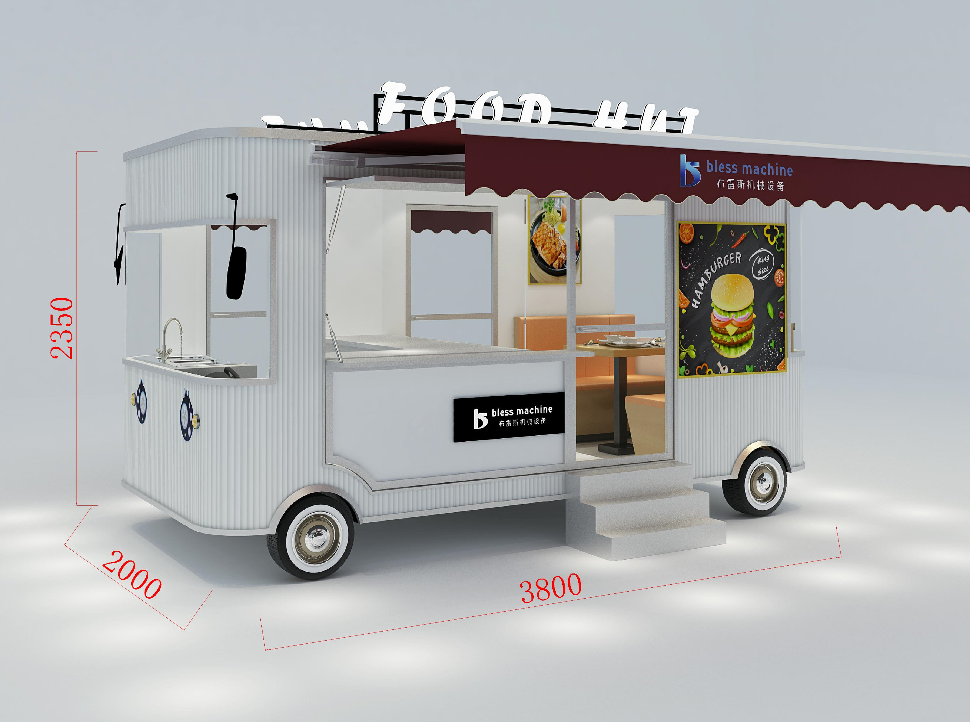 85kms per hr Machinery Function Leisure Fast Food Equipment Mobile Catering Van Trailer