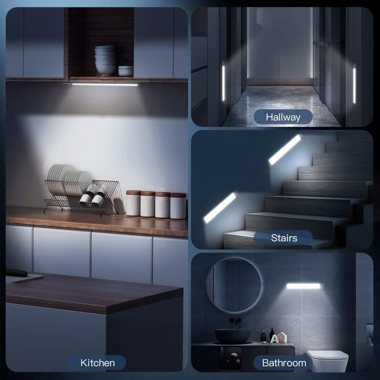 Under Cabinet Lighting,40 LED Rechargeable Battery Operated Motion Sensor Light Indoor Magnetic Dimmable Closet Lights, Wireless Under Counter Lights