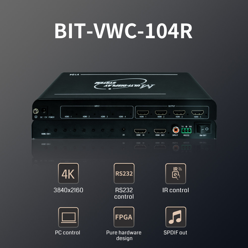 Bitvisus 3840x2160@30Hz Plug and play HDMI 1x4 2x2 1x3 Video Wall Controller