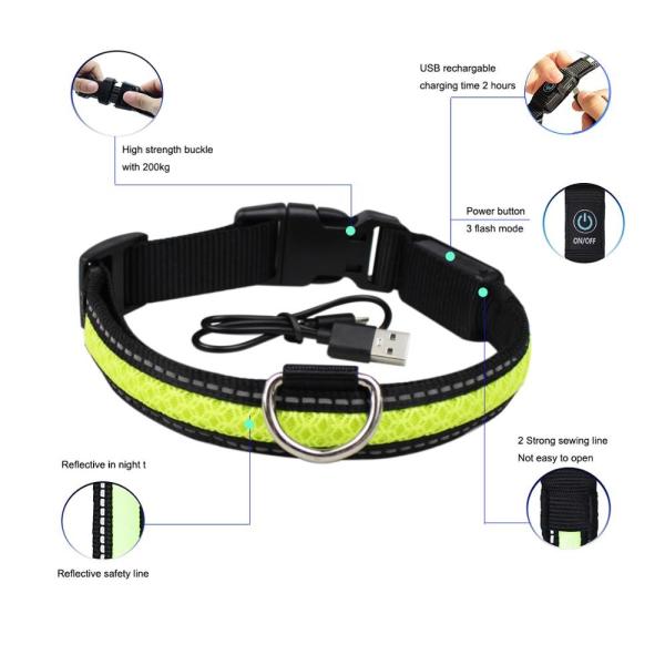C910 New Pet Product Customs Iluminous Nylon Printed Flashing LED Usb Rechargeab