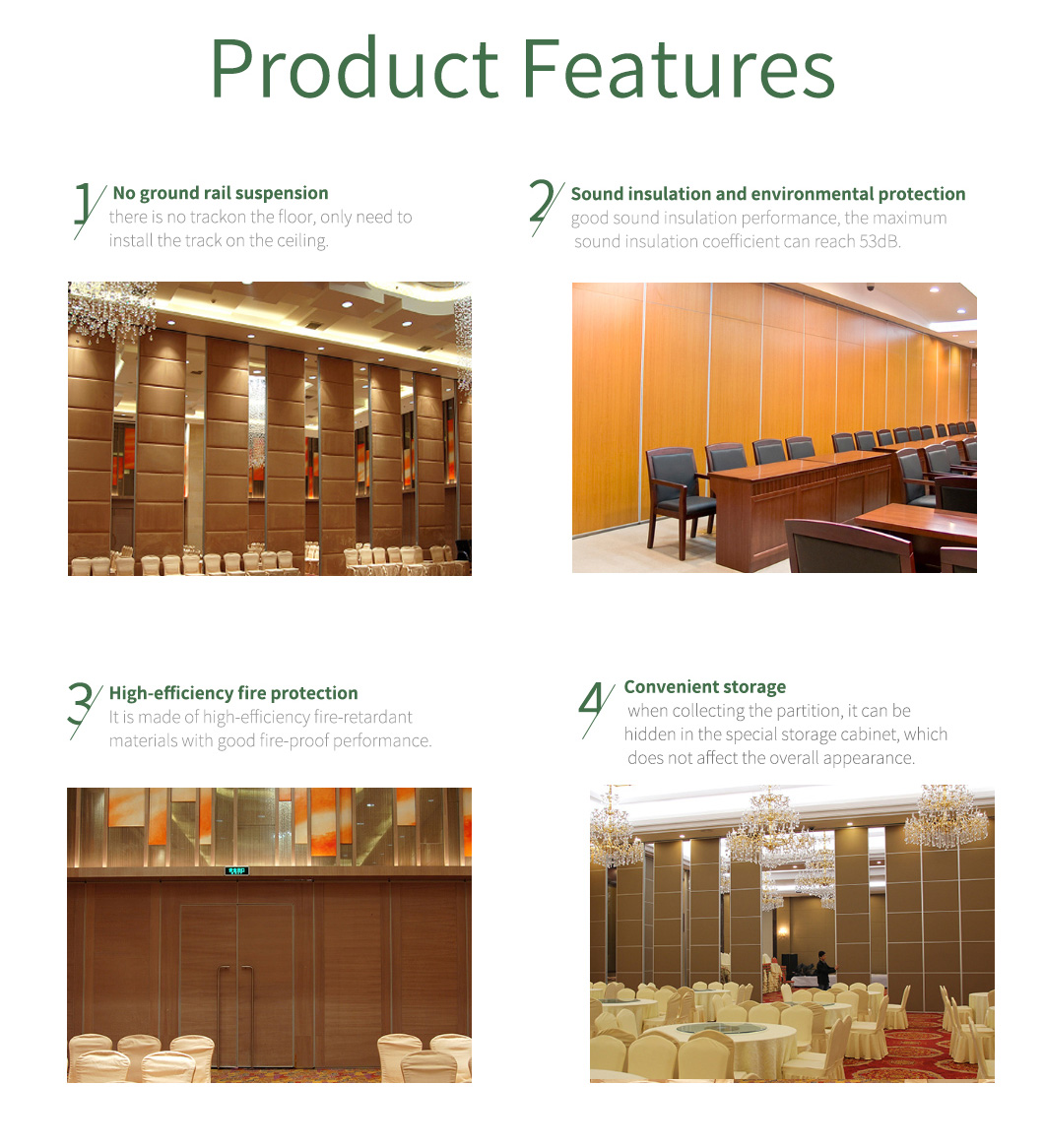 Fabric Surface Acoustic Folding Partition 80mm Thickness For Office