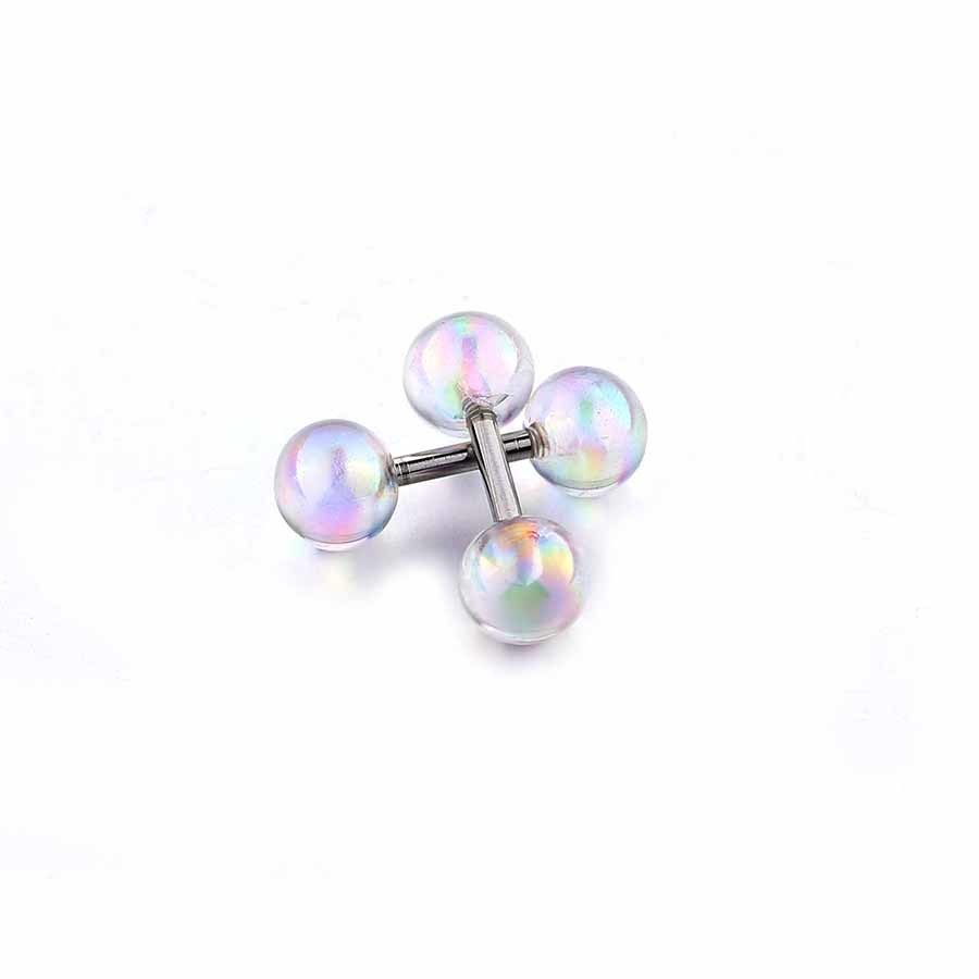 Candy Color Stud Earrings Double Ball Sided Earrings for Women Ear Jewelry