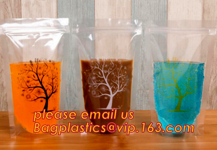 stand up reclosable drinking pouches cold drink Zip lockk bag with straw,Beveragereusable Kids Snack Zip Lock Juice Drink