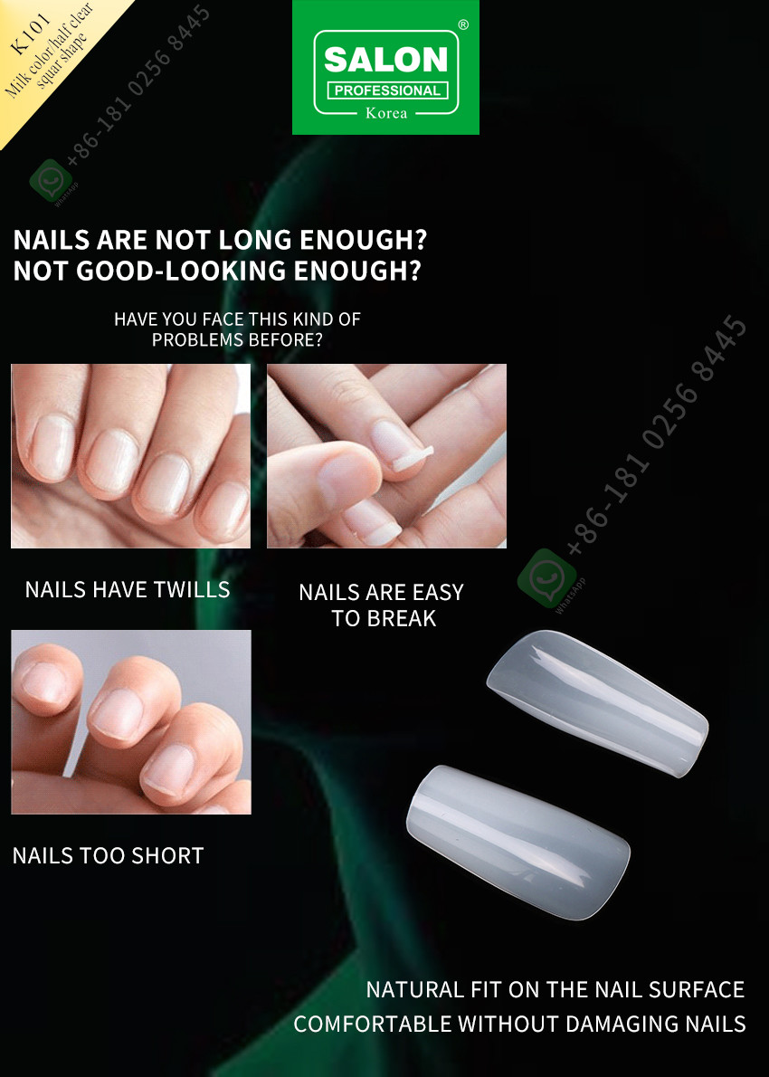 ABS Clear Matte Full Cover Fake Nails Smile Shape For Salon And DIY Nails Extension Artistry