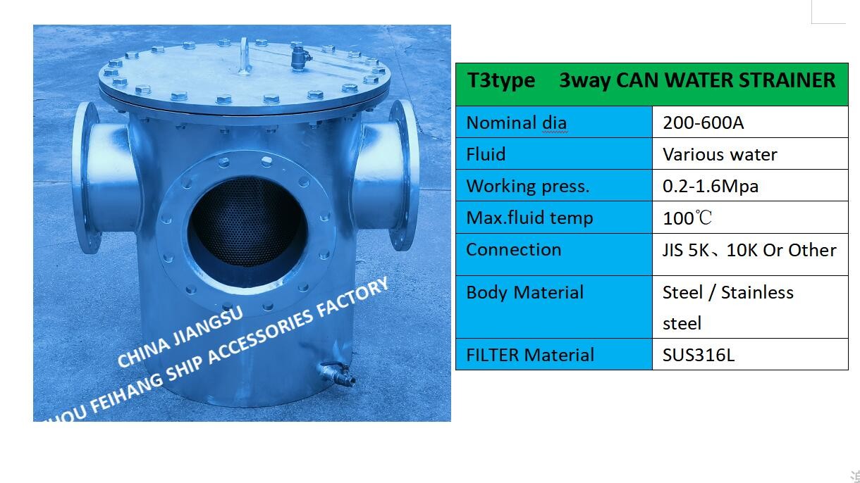 Stainless Steel 3-Type 3Ways Can Water Filter Flanged Design 5K Or 10K Hot Galvanized/Epoxy Paint