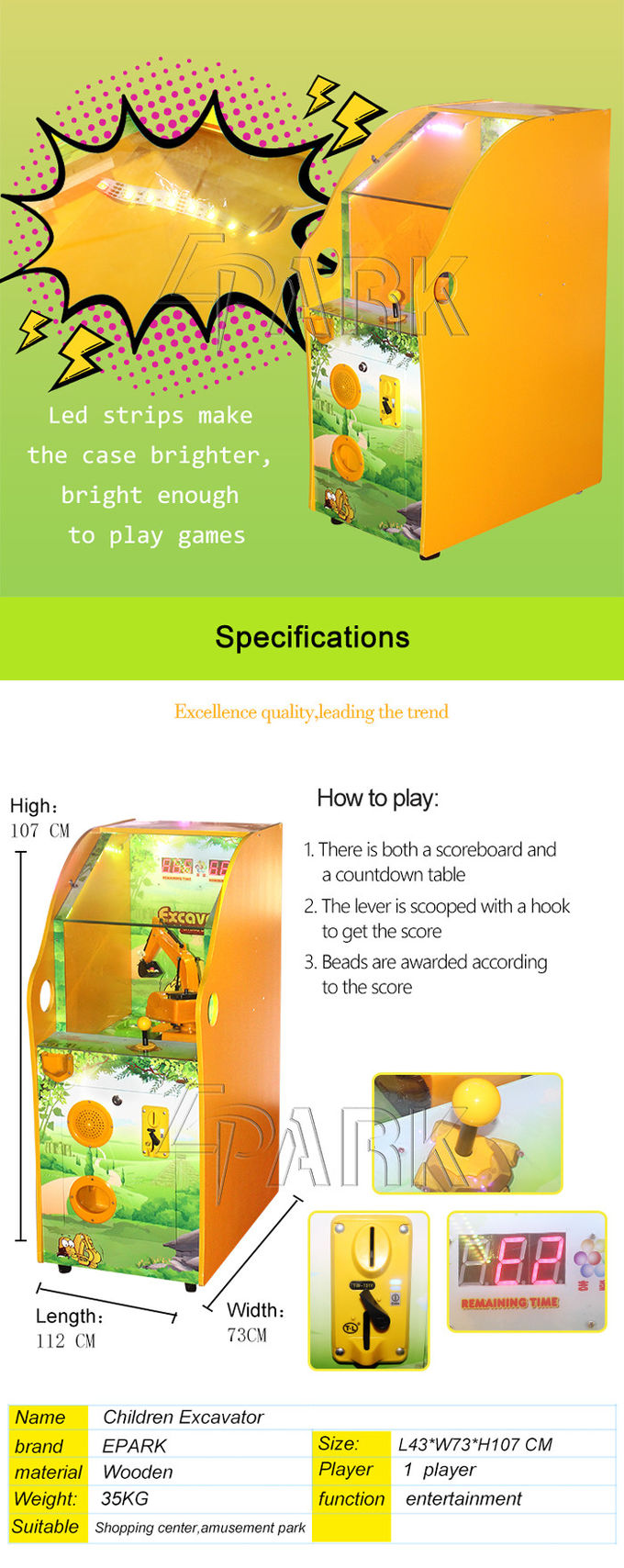 Cute Cartoon Crane Gift Game Machines Coin Operated Easy Maintenance