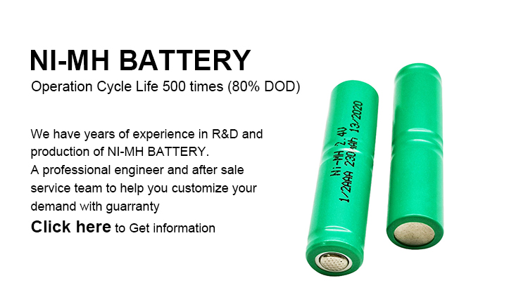 Energy Storage Nickel Rechargeable Battery 2.4v 230mah Nimh Battery Pack CE