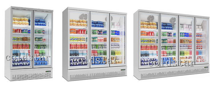 Fast cooling glass door chiller display stand fridge supermarket refrigerator and freezer