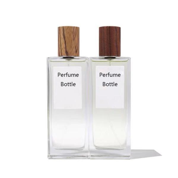 Empty 50ml Rectangle Perfume bottle Cosmetic glass Square Aroma bottle Wooden