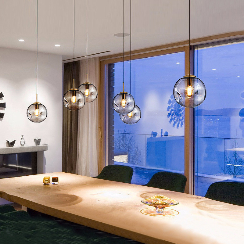 Simple Grey glass pendant light for indoor home Kitchen Dining room Decoration (WHGP-28)