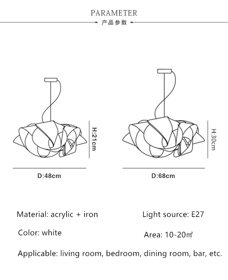 Designer Acrylic Flower Chandelier Living Room Bedroom Bar Slamp Fabula Chandelier(WH-MI-380)