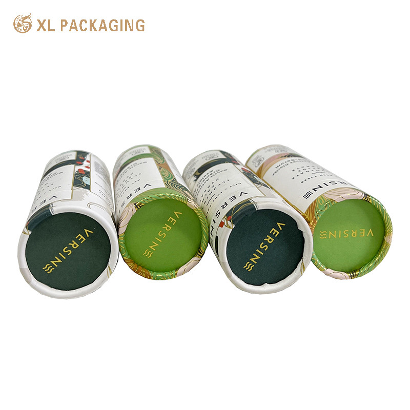 Eco Friendly Essential Oil Paper Tube Gold Foil Round Cardboard Lip Gloss Tube Packaging