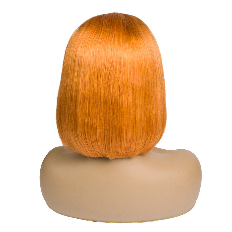 Orange Color 13X6 Transparent Lace Front Human Hair Wigs Straight Brazilian Short Bob Ombre Frontal Wig Black Woma
