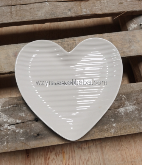 Creative Heart Shaped Ceramic Plate Set For Cake Dessert Fruit 6 Inch 8 Inch