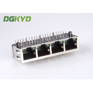 Offset 4 Port 100Mb Magnetic RJ45 Jack With Transformer Cat5 Ethernet Connector