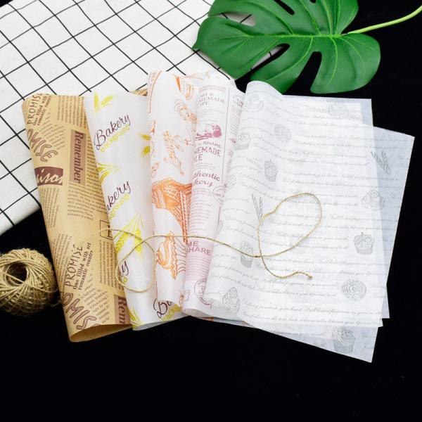 Oilproof Custom Logo Printed Greaseproof Oil Greaseproof Wax Food Wrapping Paper