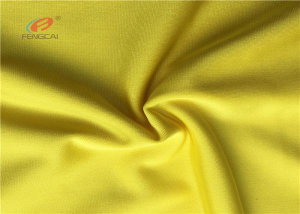 Yellow 4 Way Stretched Dry Fit Polyester Spandex Blend Fabric For Swimwear